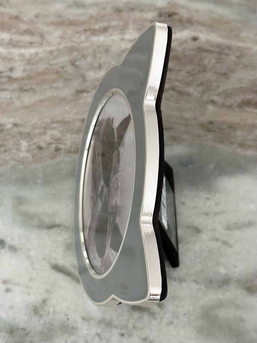 4x4 Round Kitty Cat Picture Frame - Grey & Silver - Picture 7 of 12